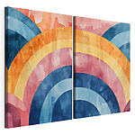 Lámina modular sobre lienzo Cuadro en acuarela muy colorido con círculos