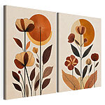 Lámina modular sobre lienzo Pintura de flores y hojas