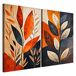 Lámina modular sobre lienzo Pintura de hojas y ramas